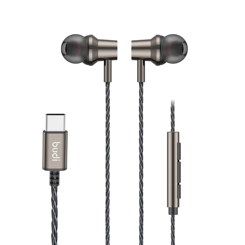 BUDI EP79TB In-Ear Earphones with USB-C Connector 1.2m Type-C Wired Earphones for Smartphones / Tablets / Laptops