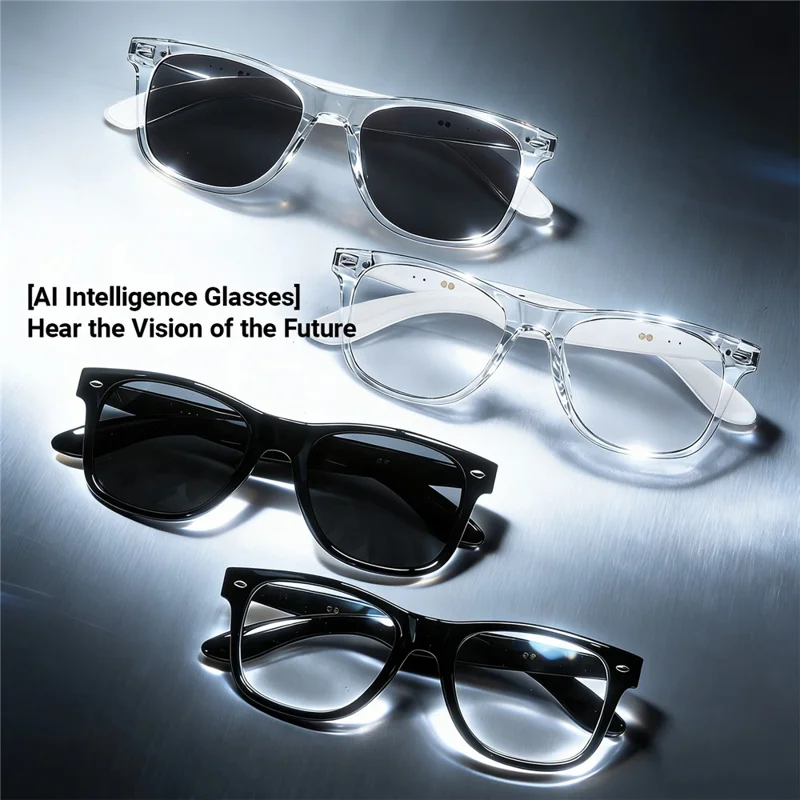 Óculos F60 com Controlo por Toque, Tradução AI, Bluetooth, Música e Chamadas Mãos Livres - Armação Preta / Lentes Anti-luz Azul