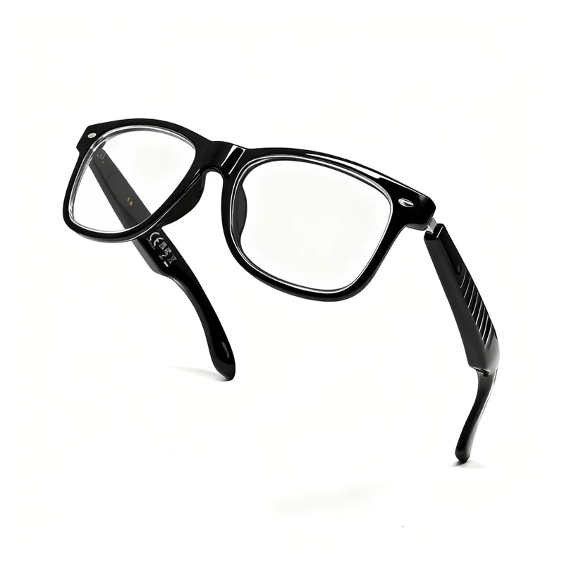 Óculos F60 com Controlo por Toque, Tradução AI, Bluetooth, Música e Chamadas Mãos Livres - Armação Preta / Lentes Anti-luz Azul