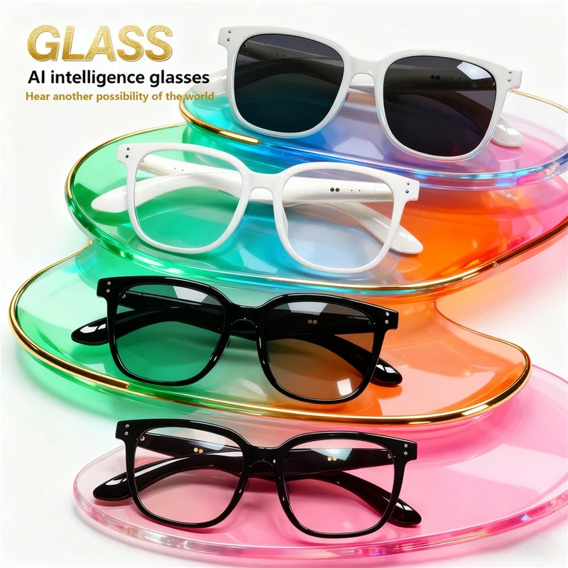 F66 AI Translation Bluetooth-compatible Glasses Touch Control Smart Eyewear for Music and Calls - White Frame / Anti Blue Light Lens