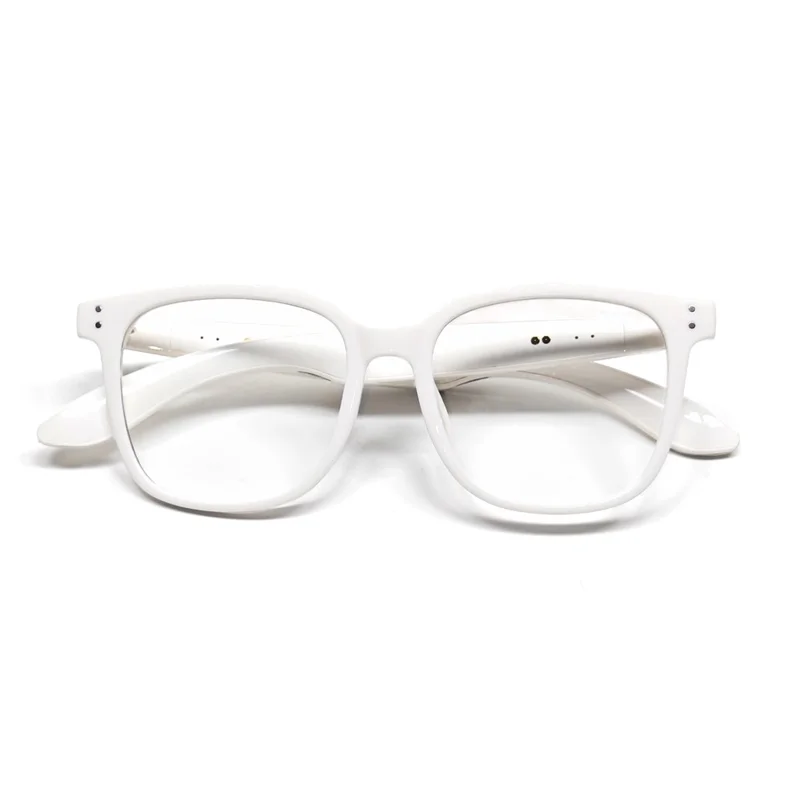 F66 AI Translation Bluetooth-compatible Glasses Touch Control Smart Eyewear for Music and Calls - White Frame / Anti Blue Light Lens