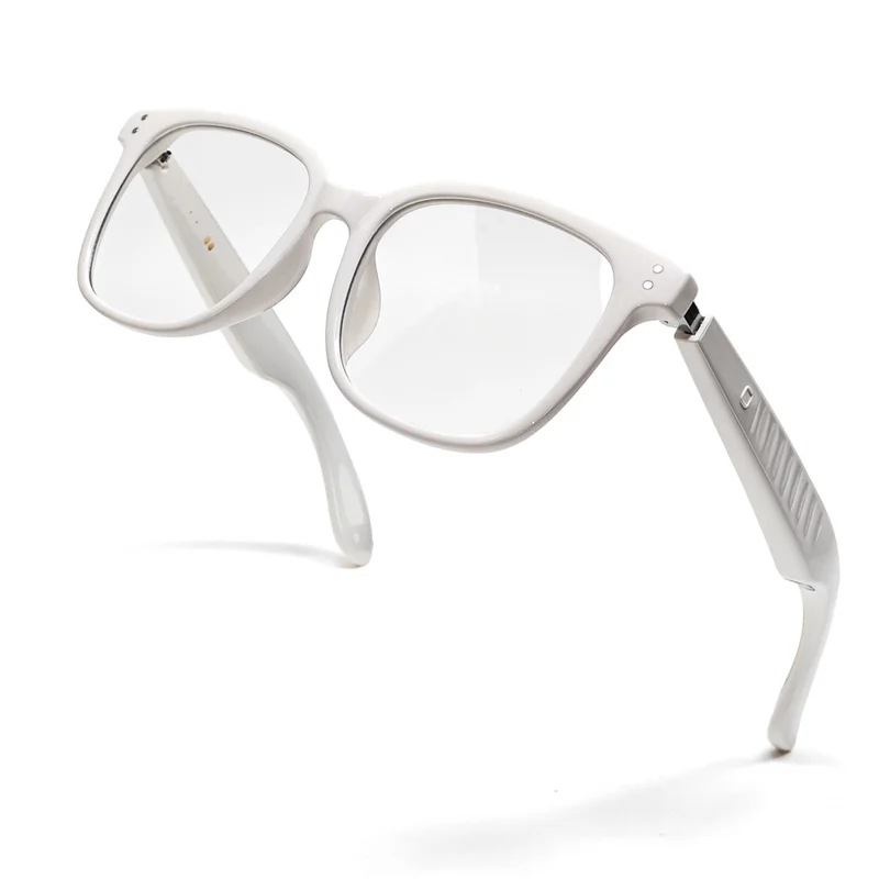 F66 AI Translation Bluetooth-compatible Glasses Touch Control Smart Eyewear for Music and Calls - White Frame / Anti Blue Light Lens