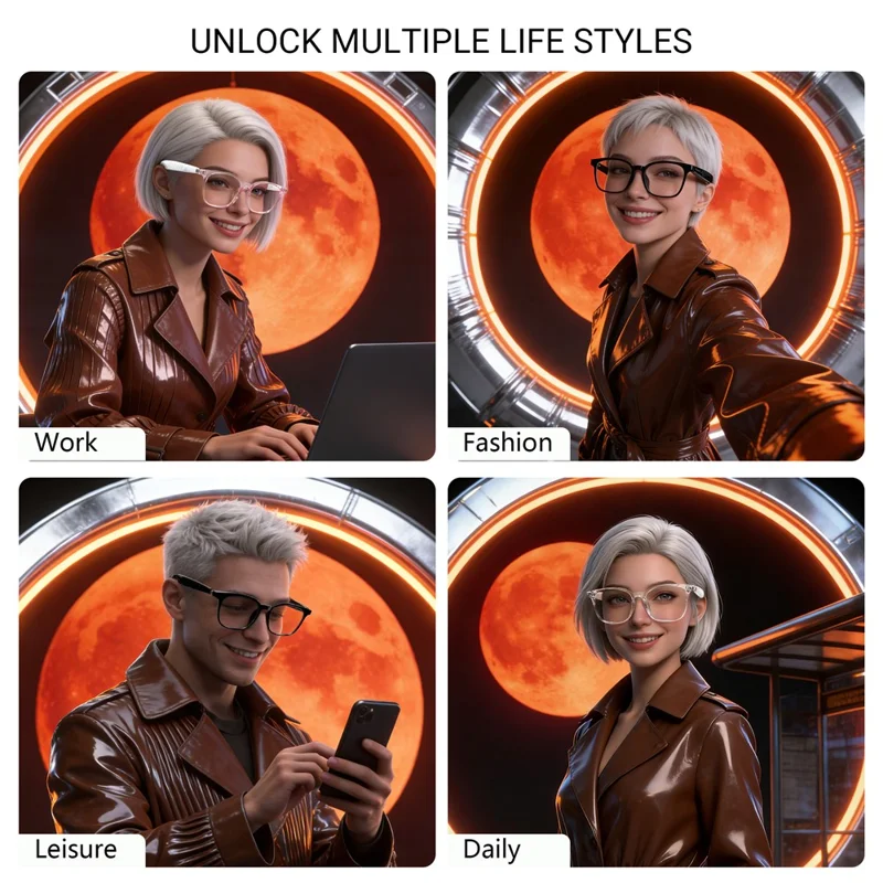 F62 AI Translation Smart Glasses Bluetooth-compatible Earphones Music Calling Intelligent Eyewear - Black Frame / Anti Blue Light Lens