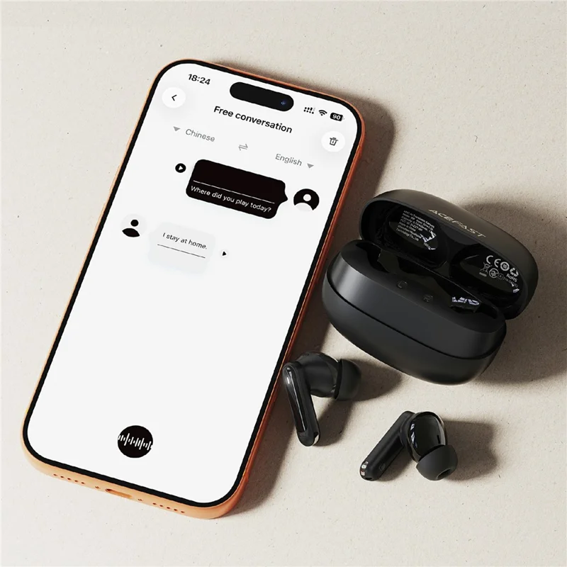 ACEFAST W8 ANC AI Translation Earbuds BT 6.0 Wireless Earphones Support ANC + ENC Noise Reduction - Black