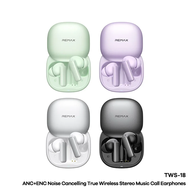 Auriculares Estéreo Inalámbricos REMAX TWS-18, ANC ENC, Cancelación de Ruido, Música y Llamadas - Verde
