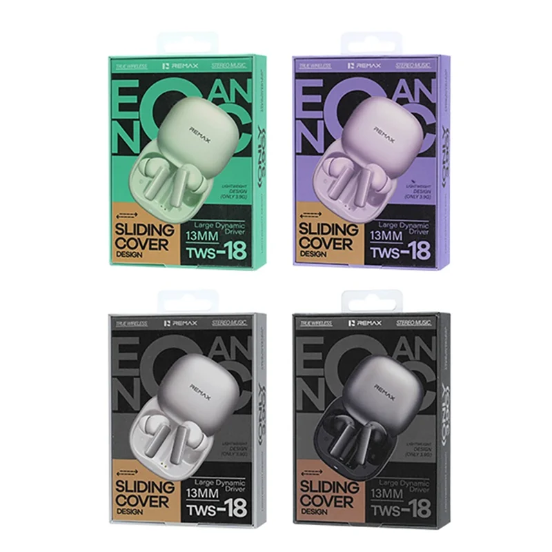 Auriculares Estéreo Inalámbricos REMAX TWS-18, ANC ENC, Cancelación de Ruido, Música y Llamadas - Verde