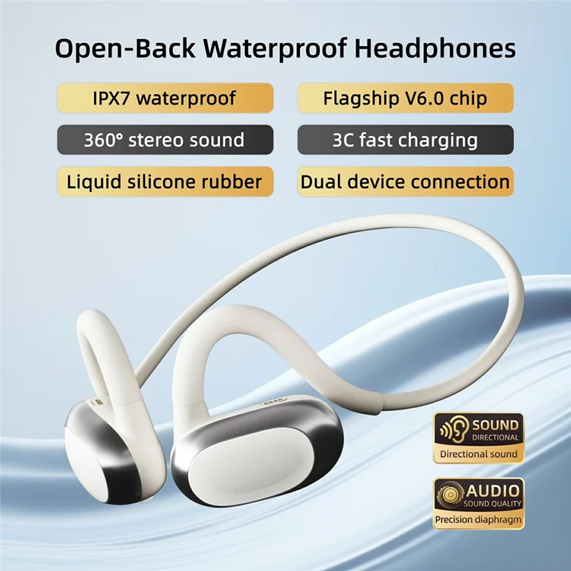 F25B IPX7 Waterproof Sports Headphones Air Conduction Wireless Bluetooth-Compatible OWS Earphones - White