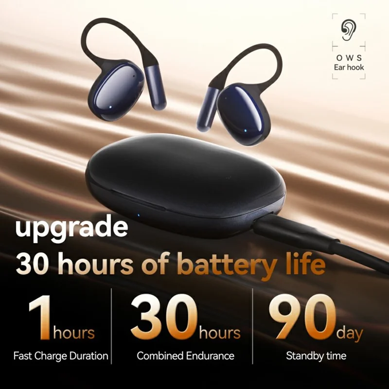 F20 Open Ear Hook OWS Earphones Wireless Sports ANC Noise Cancelling Bluetooth-Compatible Headphones - Purple