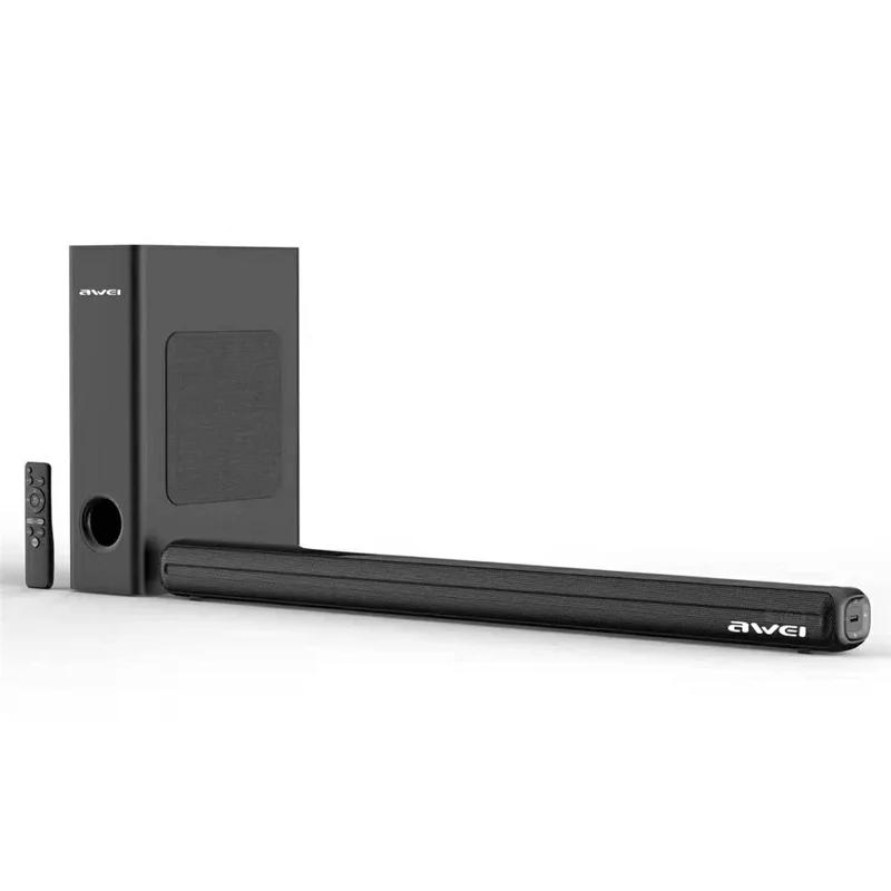 AWEI Y520 Bluetooth-Compatible Soundbar with Subwoofer 2.1 Channel Home Theater Speaker System - Black