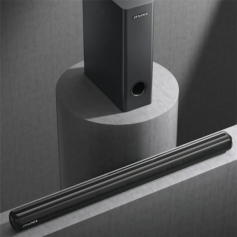 AWEI Y520 Bluetooth-Compatible Soundbar with Subwoofer 2.1 Channel Home Theater Speaker System - Black
