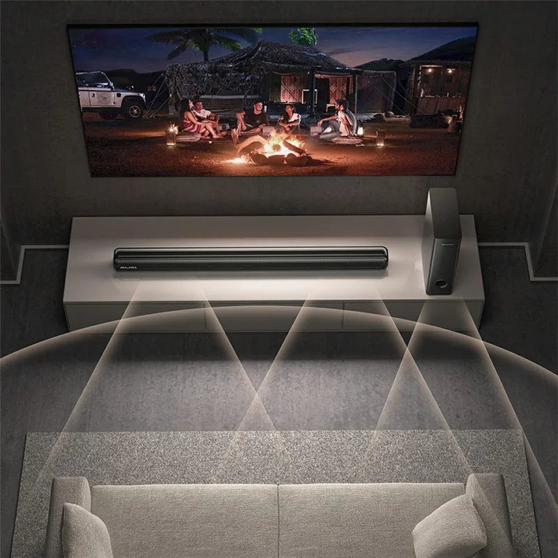 AWEI Y520 Bluetooth-Compatible Soundbar with Subwoofer 2.1 Channel Home Theater Speaker System - Black