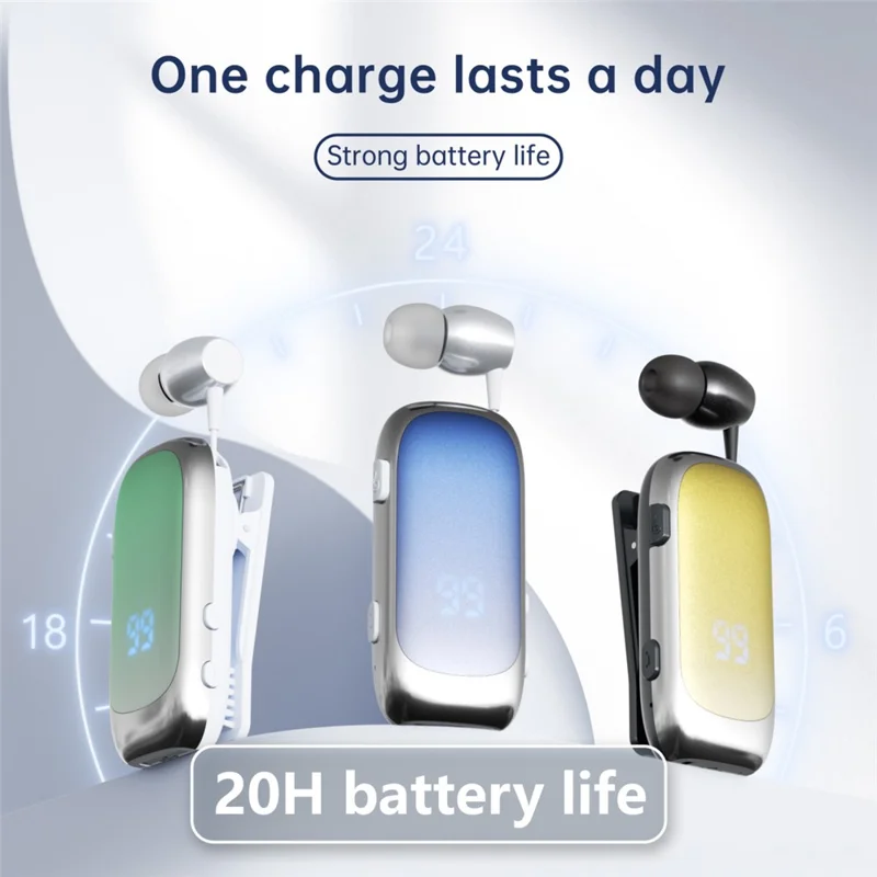 K88Pro Auriculares Inalámbricos con Clip, Pantalla Digital, Bluetooth 6.0, Auricular para Solapa de Negocios - Verde Degradado