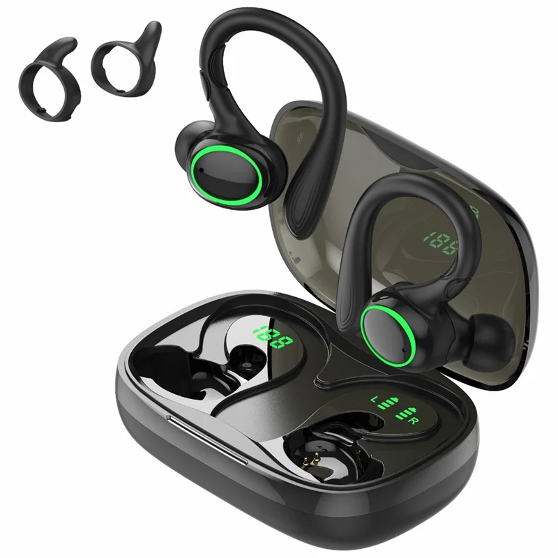 i25 Sports Bluetooth-compatible Earbuds TWS Ear Hook Noise Reduction Touch Control Wireless Earbuds - Black