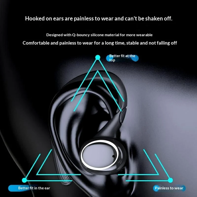 i25 Sports Bluetooth-compatible Earbuds TWS Ear Hook Noise Reduction Touch Control Wireless Earbuds - Black