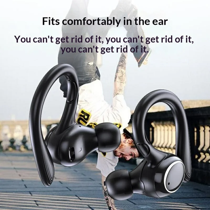 i25 Sports Bluetooth-compatible Earbuds TWS Ear Hook Noise Reduction Touch Control Wireless Earbuds - Black