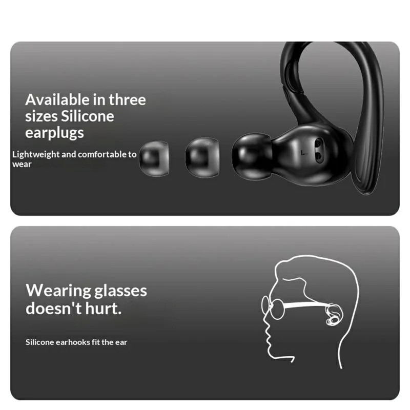 i25 Sports Bluetooth-compatible Earbuds TWS Ear Hook Noise Reduction Touch Control Wireless Earbuds - Black