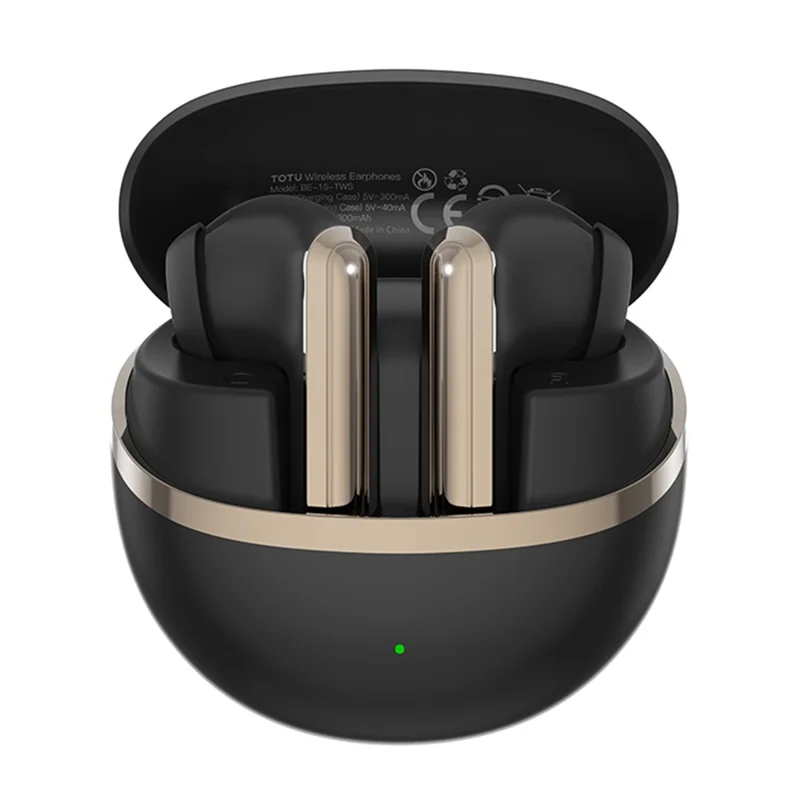 TOTU BE-15-TWS Bluetooth-Compatible TWS Earphones HiFi Sound IPX7 Waterproof Earbuds - Black