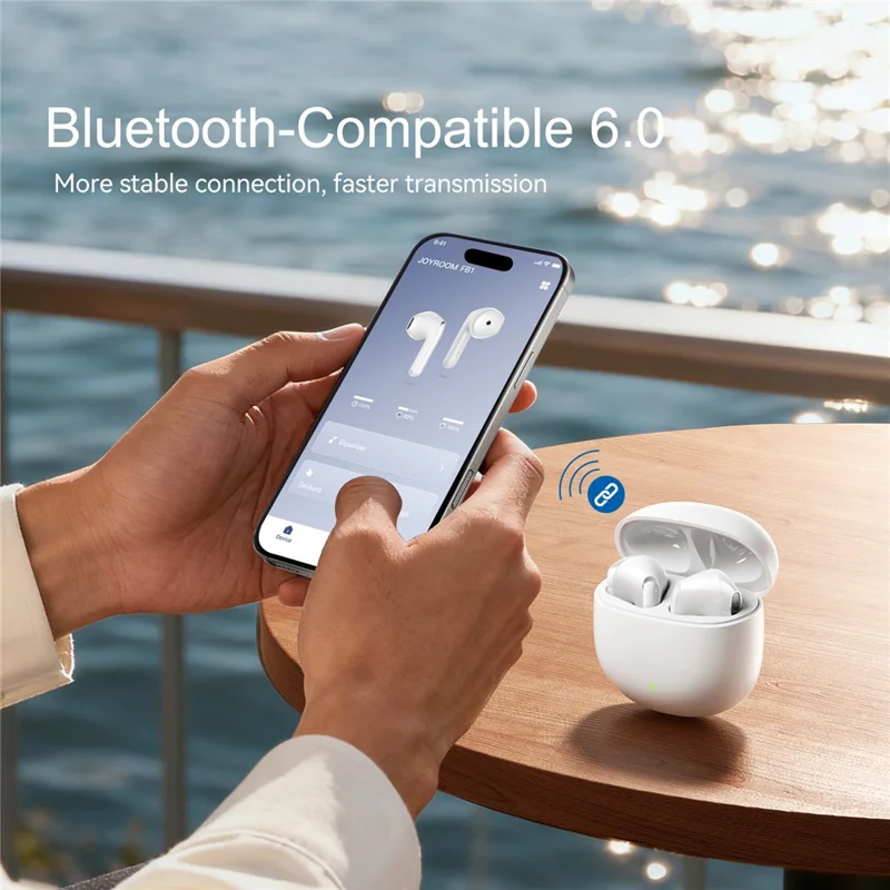 JOYROOM JR-FB1 AI Translation Bluetooth-compatible 6.0 TWS Earbuds Noise Cancelling Low Latency Gaming Earbuds - White