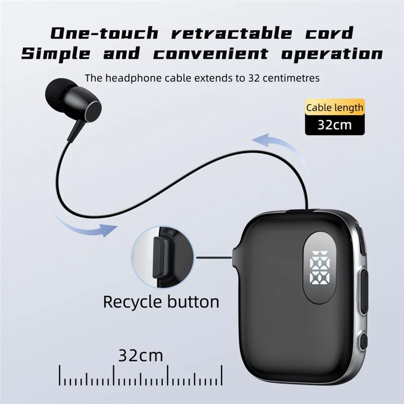 K91 Lapel Clip Bluetooth-compatible Earphone Dual Mic ENC Noise Cancelling Wireless Single Ear Earbud with Power Display - Silver