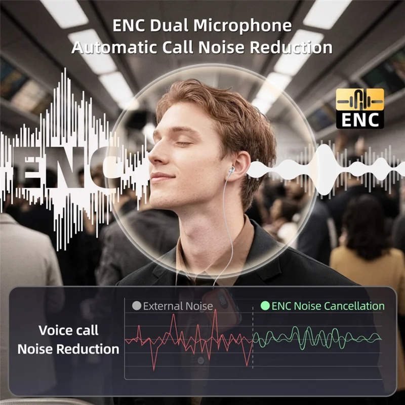 K91 Lapel Clip Bluetooth-compatible Earphone Dual Mic ENC Noise Cancelling Wireless Single Ear Earbud with Power Display - Silver