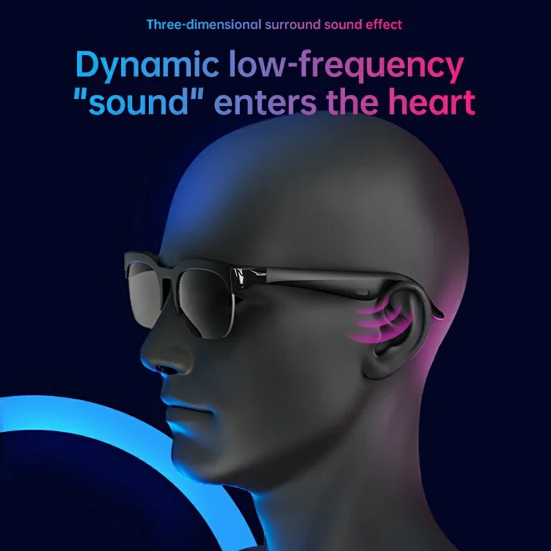 Bluetooth-compatible Smart Sunglasses AI Translation Wireless Audio Eyeglasses for Outdoor Sports - Black