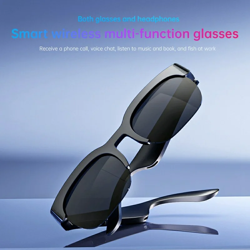 Bluetooth-compatible Smart Sunglasses AI Translation Wireless Audio Eyeglasses for Outdoor Sports - Black
