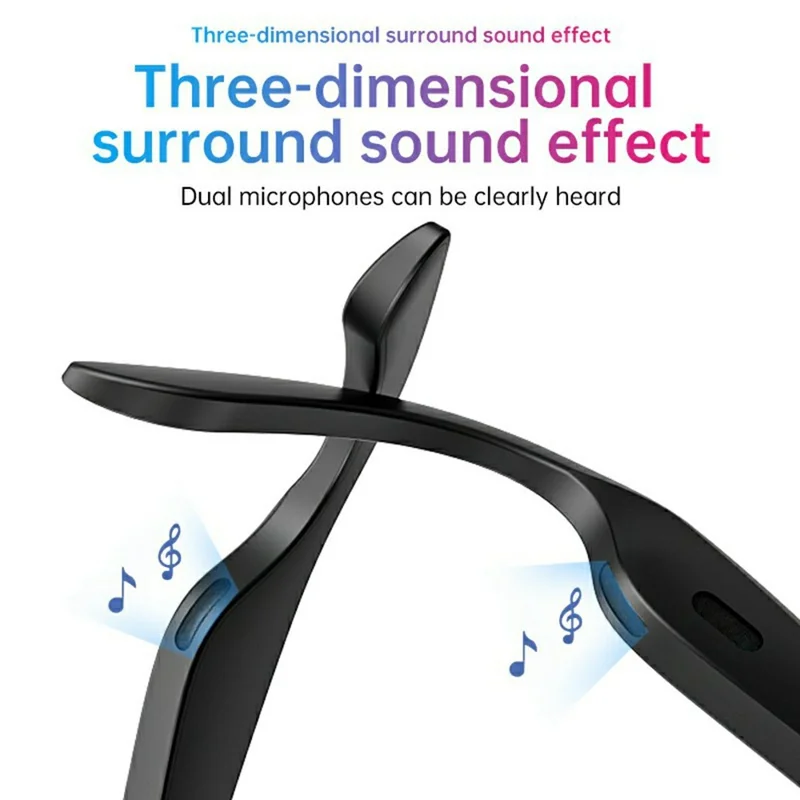 Bluetooth-compatible Smart Sunglasses AI Translation Wireless Audio Eyeglasses for Outdoor Sports - Black