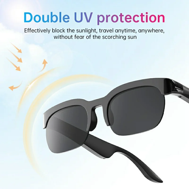 Bluetooth-compatible Smart Sunglasses AI Translation Wireless Audio Eyeglasses for Outdoor Sports - Black