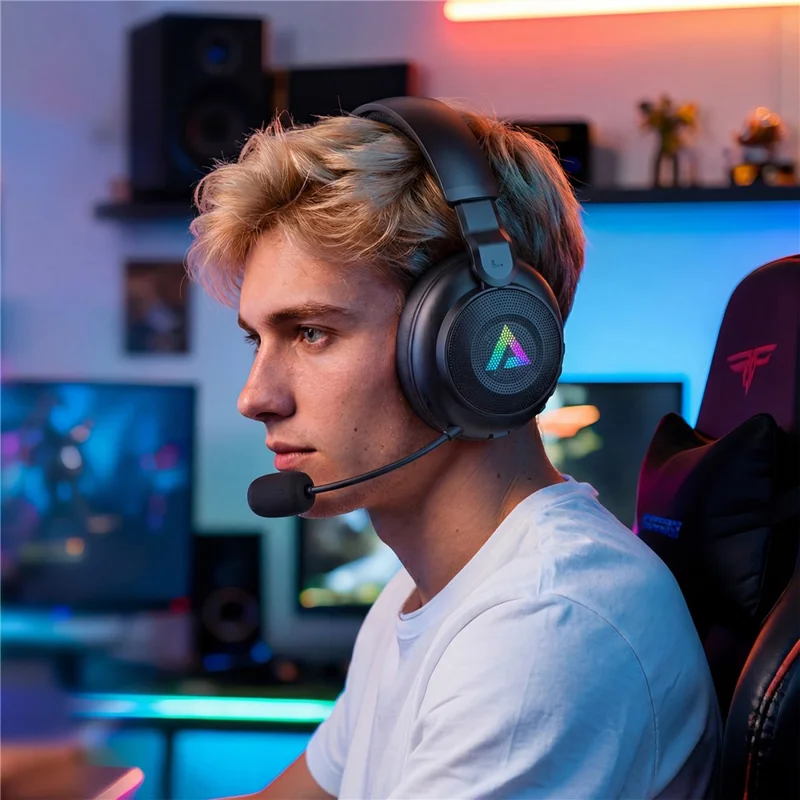 ACEFAST H15 Auriculares Inalámbricos para Juegos con Micrófono 2.4G Bluetooth Compatible RGB Luces Auriculares para Juegos