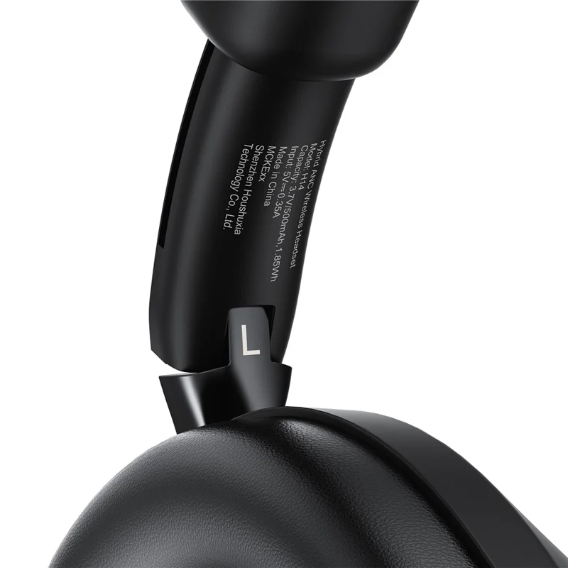 ACEFAST H14 Casque sans fil avec suppression active du bruit hybride, casque Bluetooth 6.0 pour jeux et musique - Noir