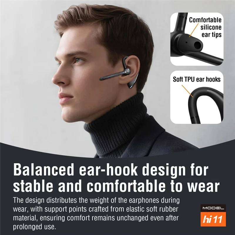HILEO Hi11 Business Bluetooth-compatible Earphone Dual Microphones Noise Cancelling Hands-free Wireless Headset 