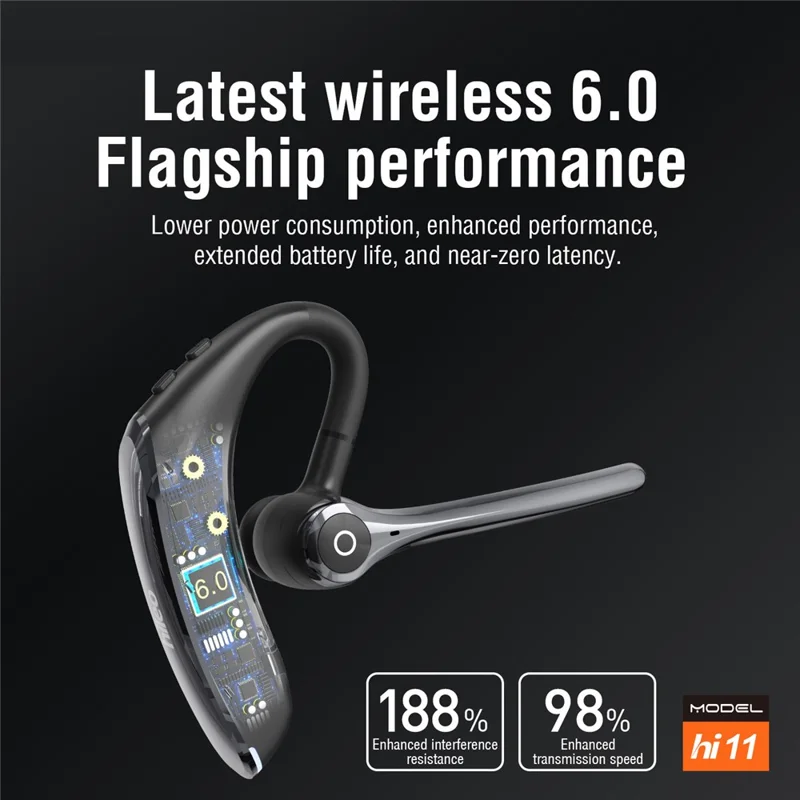 HILEO Hi11 Business Bluetooth-compatible Earphone Dual Microphones Noise Cancelling Hands-free Wireless Headset 
