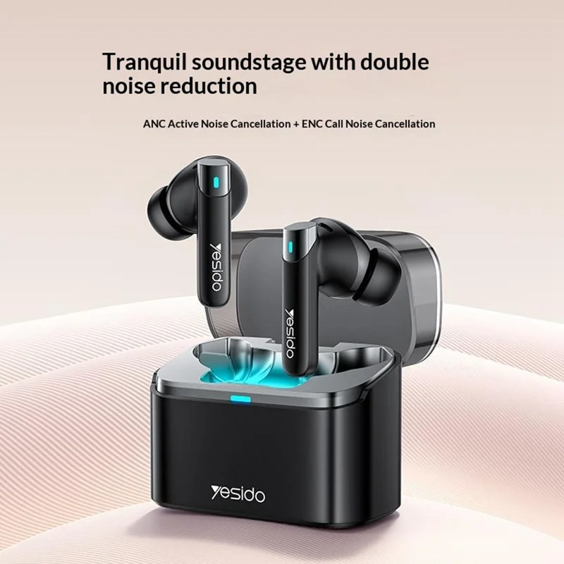 YESIDO TWS33 Bluetooth-compatible Earbuds ANC ENC Noise Cancelling Wireless Earphones for Gaming Music