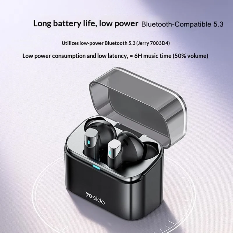 YESIDO TWS33 Bluetooth-compatible Earbuds ANC ENC Noise Cancelling Wireless Earphones for Gaming Music