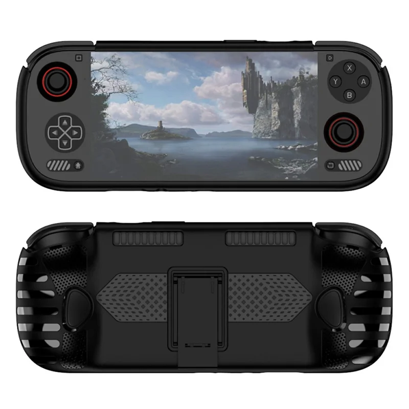 For AYN Odin 3 Gaming Console TPU Case with Stand Ergonomic Protective Cover Anti-Drop Shockproof Shell - Black