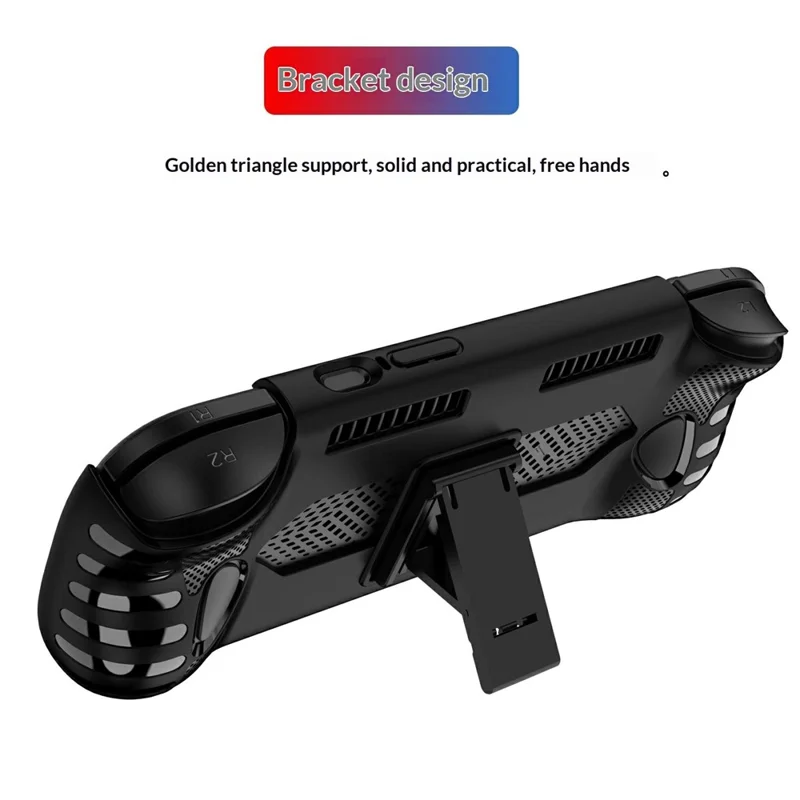 For AYN Odin 3 Gaming Console TPU Case with Stand Ergonomic Protective Cover Anti-Drop Shockproof Shell - Black