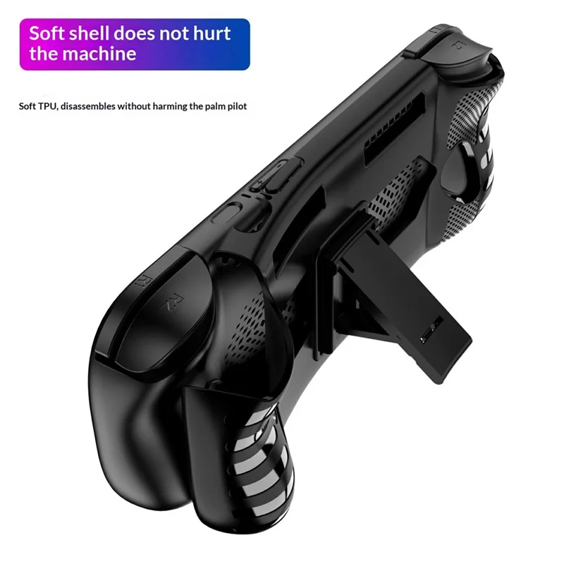 For AYN Odin 3 Gaming Console TPU Case with Stand Ergonomic Protective Cover Anti-Drop Shockproof Shell - Black