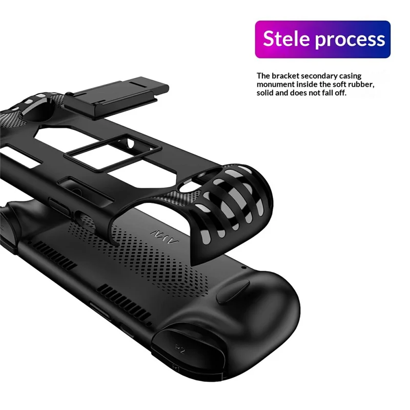 For AYN Odin 3 Gaming Console TPU Case with Stand Ergonomic Protective Cover Anti-Drop Shockproof Shell - Black