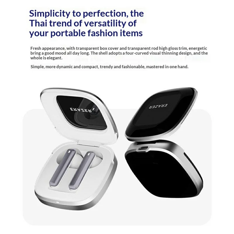 ERAZER EK02 Wireless Semi-In-Ear Bluetooth-compatible Earbuds Touch Control Earphone for Gaming Music (Invested By Lenovo) - White
