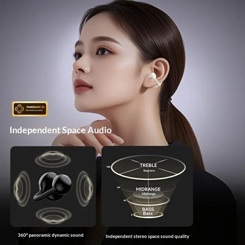 ERAZER EX01 Clip-On Bluetooth-compatible Earbuds Open Ear Wireless Earphones for Sports - Beige