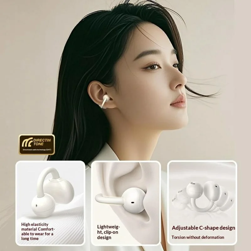 ERAZER EX01 Clip-On Bluetooth-compatible Earbuds Open Ear Wireless Earphones for Sports - Beige