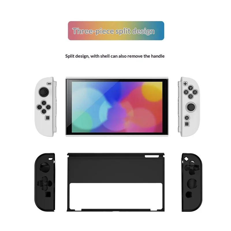 Protective Case for Nintendo Switch OLED TPU + PC Split Design Protective Cover with Compatible Shockproof Kickstand - Black