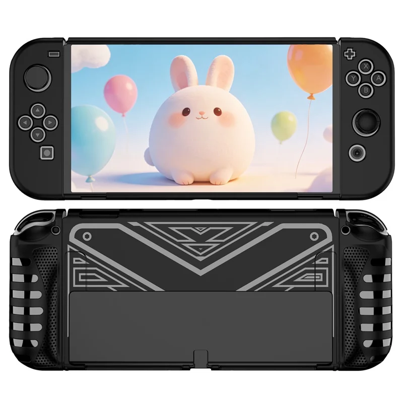 Protective Case for Nintendo Switch OLED TPU + PC Split Design Protective Cover with Compatible Shockproof Kickstand - Black