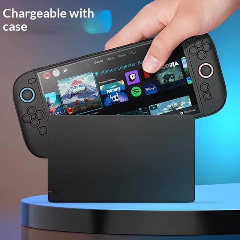 Protective Case for Nintendo Switch OLED TPU + PC Split Design Protective Cover with Compatible Shockproof Kickstand - Black