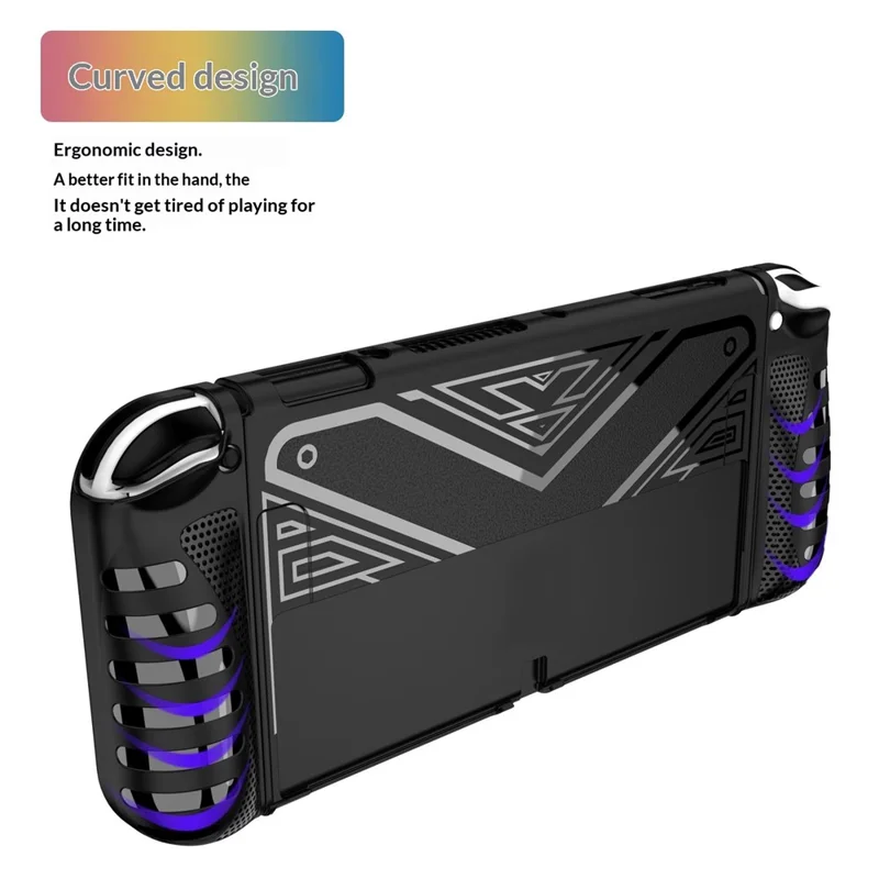 Protective Case for Nintendo Switch OLED TPU + PC Split Design Protective Cover with Compatible Shockproof Kickstand - Black