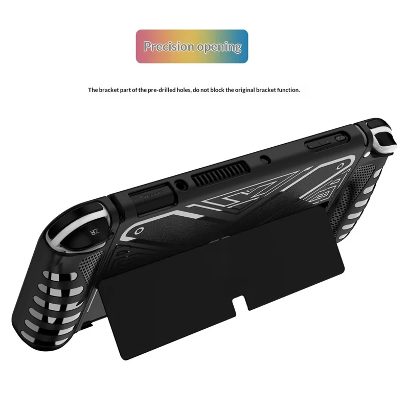 Protective Case for Nintendo Switch OLED TPU + PC Split Design Protective Cover with Compatible Shockproof Kickstand - Black