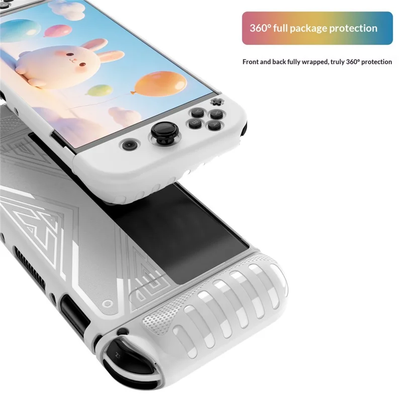 Protective Case for Nintendo Switch OLED TPU + PC Split Design Protective Cover with Compatible Shockproof Kickstand - Black