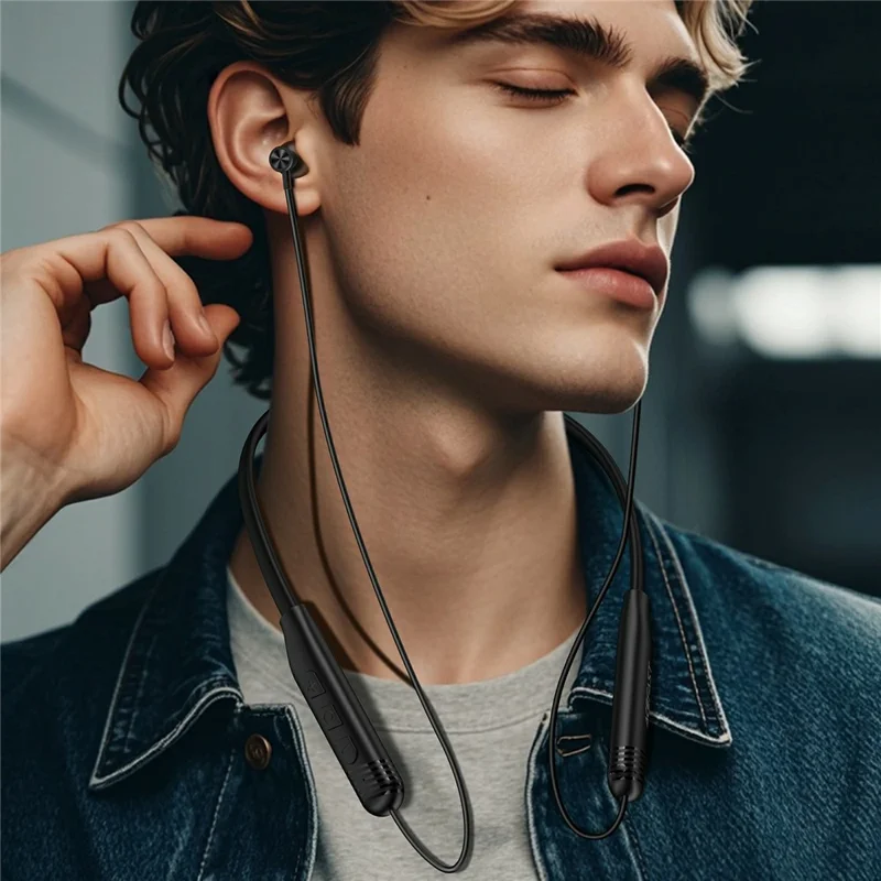 ACEFAST N9 Neck Hanging Wireless Earphone Bluetooth-compatible 6.0 IPX4 Waterproof ENC Earbud for Sports Gaming - Black