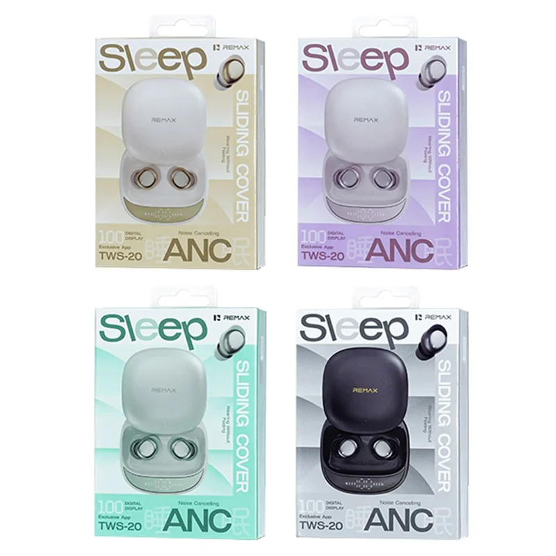 REMAX TWS-20 ANC Noise Cancellation Sleep Bluetooth-compatible Earbuds True Wireless Stereo Music Earbuds - Beige