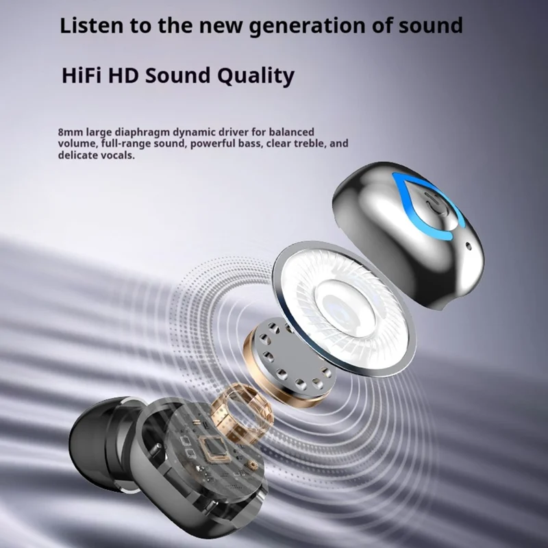 Invisible Single Ear Bluetooth-compatible 6.1 Earbud 20H Wireless Mini Sports Business In-ear Headphone - Black